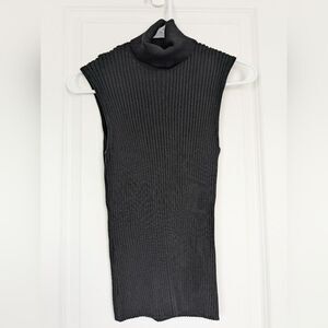 August Silk Black Turtleneck Sweater Tank Size XL